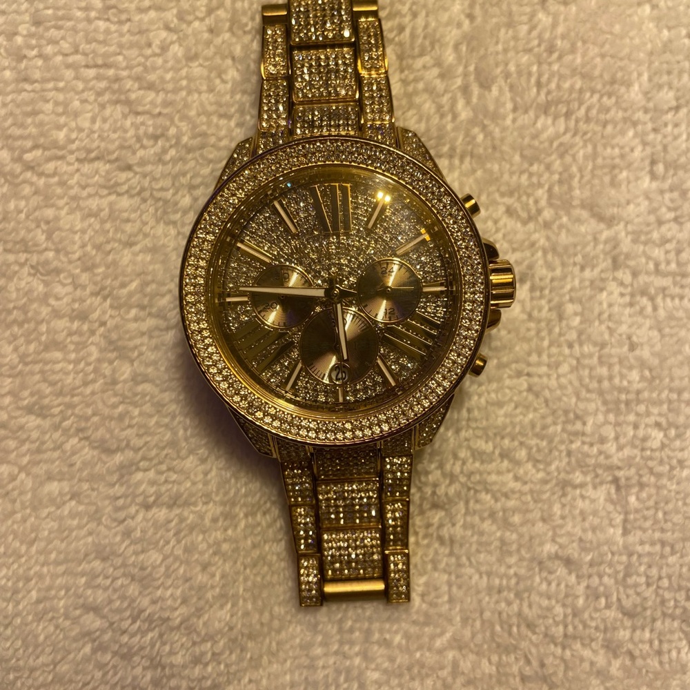 Swarovski crystal gold Michael Kors watch